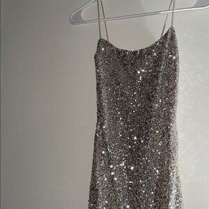Sparkling Silver Sequin Mini Dress